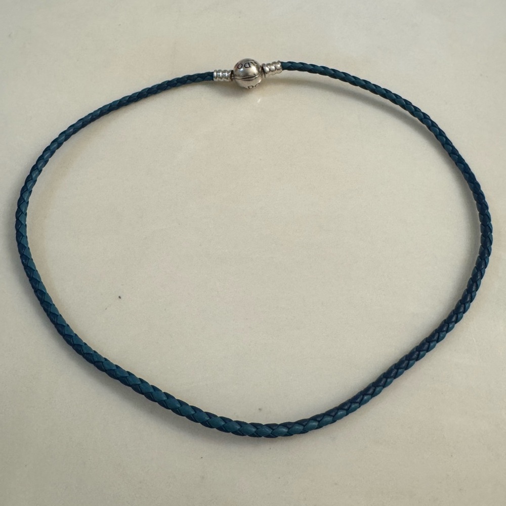 Pandora Teal Braided Bracelet with Silver Clasp